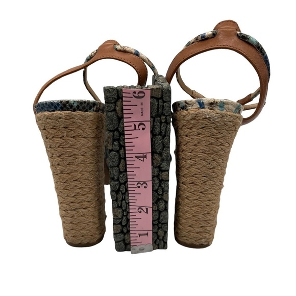 Schutz Blue Snakeskin Print Platform Chunky Espadrille Heeled Sandals Size 8 - Picture 9 of 9